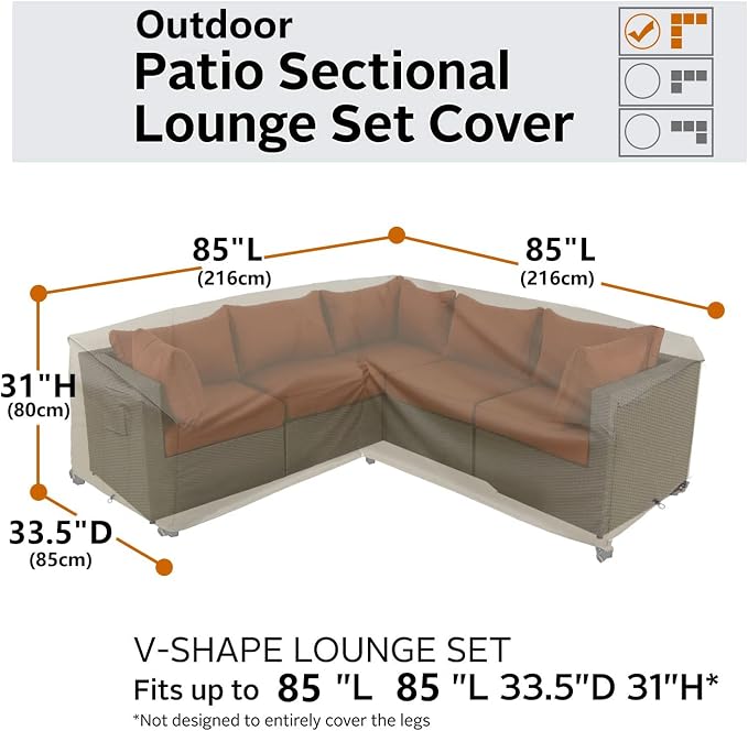 Outdoor Sectional Cover, Heavy Duty Patio Furniture Cover, 7 FT V-Shaped - Image 6