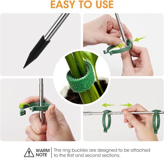 Aieve Extendable Plant Stakes, 13in to 49in Stainless Steel Telescoping - Image 6