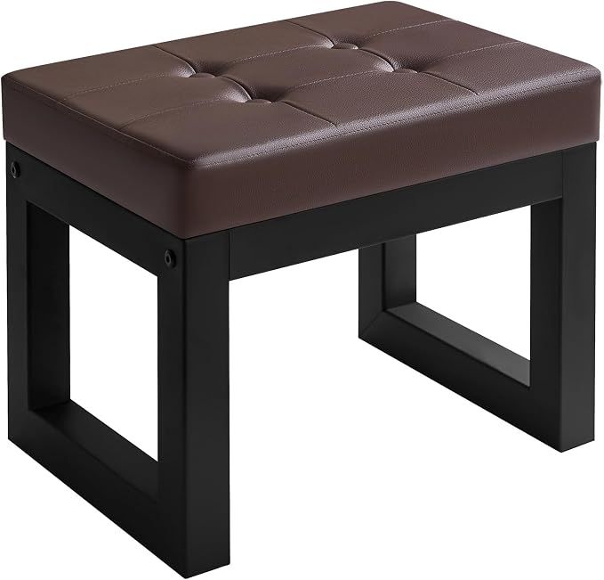 IBUYKE 16 Inch Small Foot Stool Ottoman, Rectangle PU Faux Leather Foot Rest by IBUYKE