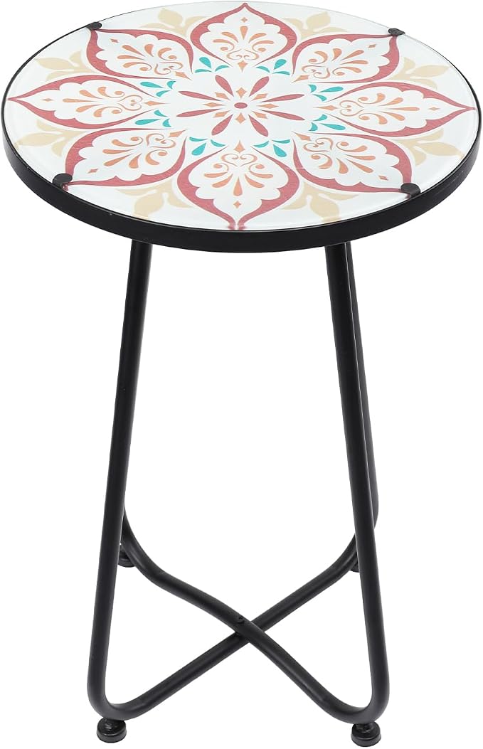 VCUTEKA Patio Side Table Outdoor Accent Table Bistro Coffee Table Plant End - Image 9
