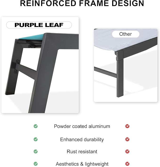 PURPLE LEAF Extra Large Outdoor Chaise Lounge 4 Pieces Aluminum Patio Lounge - Image 7