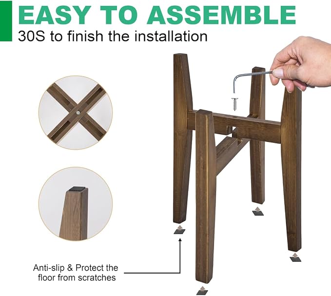Plant Stand Indoor, Bamboo Plant Shelf, Adjustable Corner Plants Flower Holders - Image 6