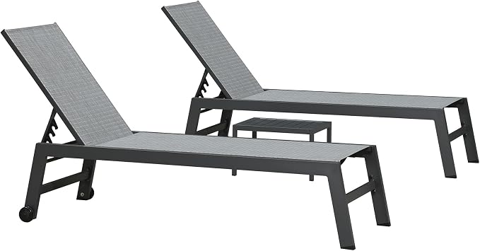 PURPLE LEAF Patio Chaise Lounge Set 2 Pieces Textilene Pool Lounge Chairs - Image 7