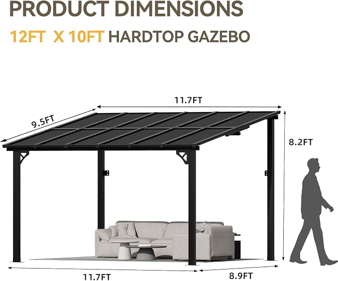 Aoxun 10' x 12' Gazebo for Patio, Gazebo Pergola - Image 5