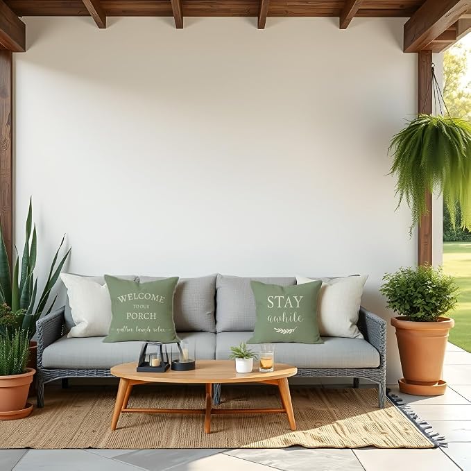 PANDICORN Welcome to Our Porch Stay Awhile Outdoor Decorative Throw Pillow - Image 6
