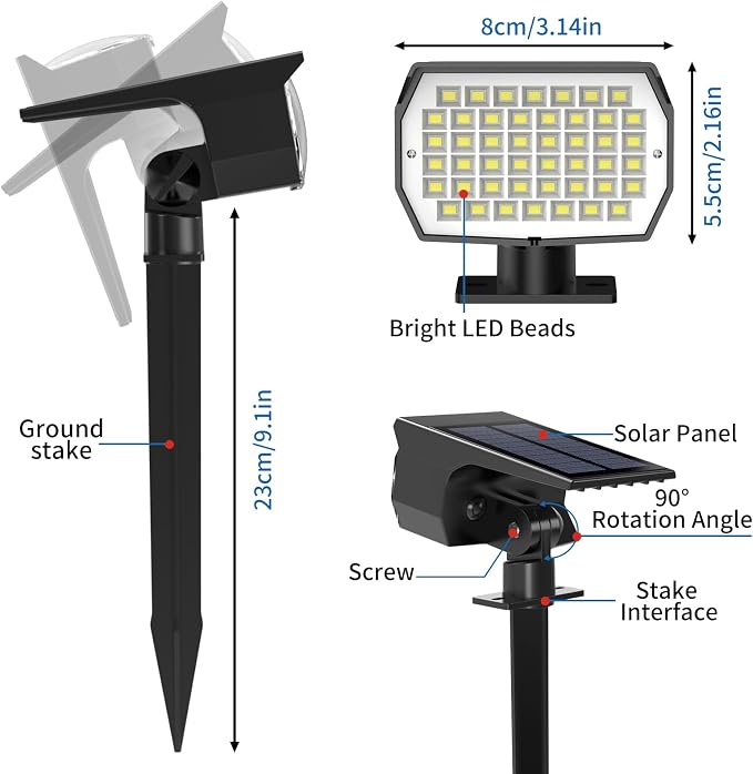 Solar Spot Lights Outdoor 2 Pack, Solar Landscape Spotlights Waterproof - Image 6