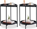 Tiita 2 Pack Round End Table Mental 2-Tier Side Table Nightstand/Small Iron by TiitaHome