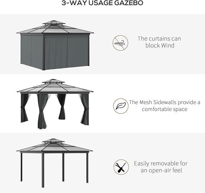 Outsunny 10' x 10' Hardtop Gazebo Canopy - Image 8