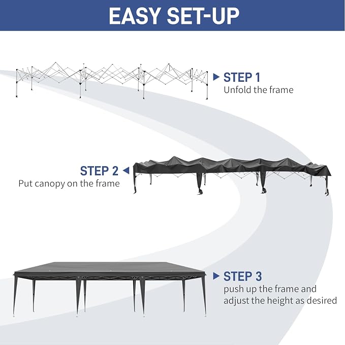 Outvita 10x30ft Ez Pop Up Outdoor Canopy Tent, Portable Commercial Instant Tent - Image 3