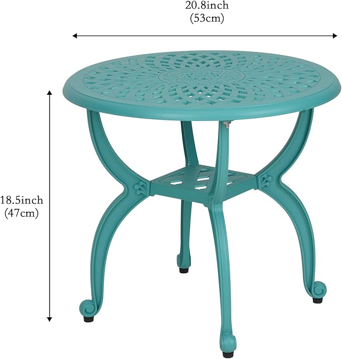 JARDIN DE CENTENNIAL Cast Aluminum Outdoor Side Table, Anti-Rust Outdoor End - Image 3