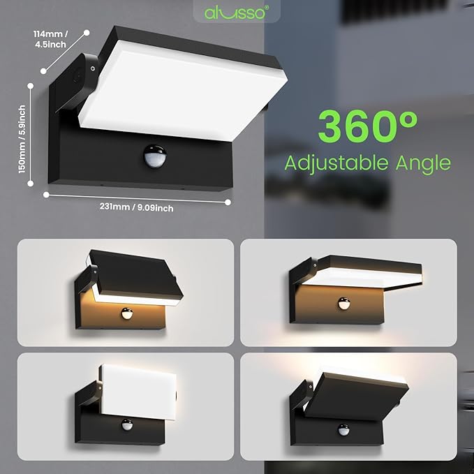 ALUSSO® 20W/40W/55W LED Outdoor Motion Sensor Wall Light, 3000K/4000K/6500K - Image 7