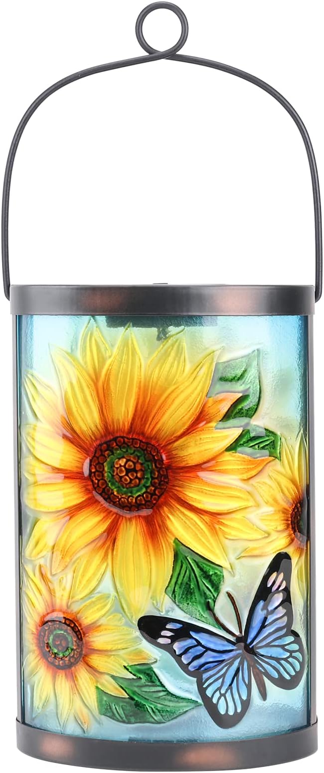 Hanging Solar Lantern Outdoor Waterproof LED Solar Lights Sunflower Decorative by MUMTOP