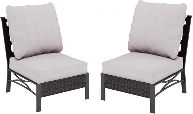 MFSTUDIO Patio Furniture Set, 2 Seat Outdoor Sectional Sofa Conversation Set by MFSTUDIO
