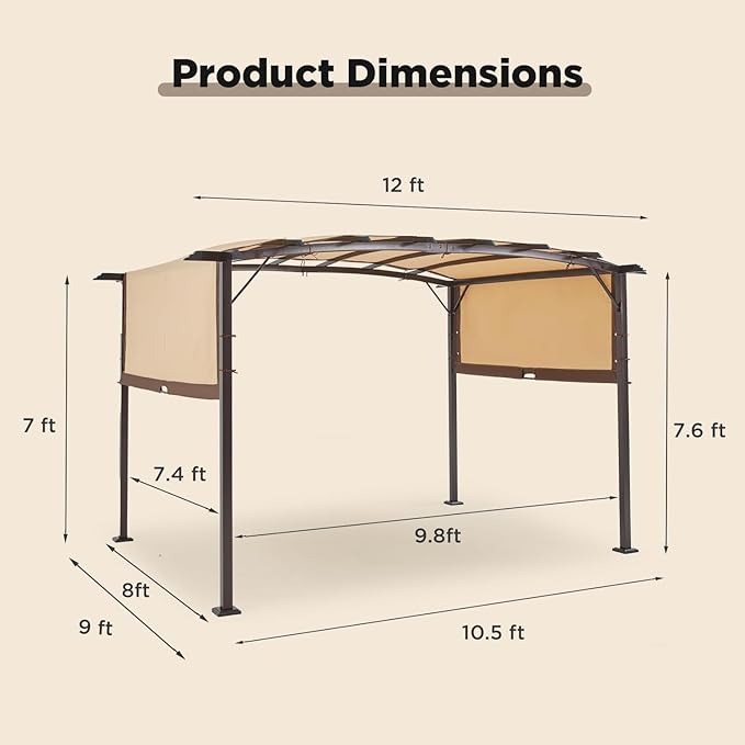 AECOJOY Pergola 9' x 12' Outdoor Pergolas, Pergolas and Gazebo Clearance - Image 4