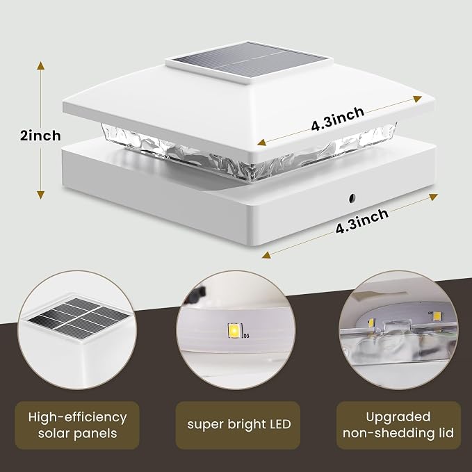 Solar Post Cap Lights Outdoor 12pack, Bright Warm White Solar Post Lights - Image 4