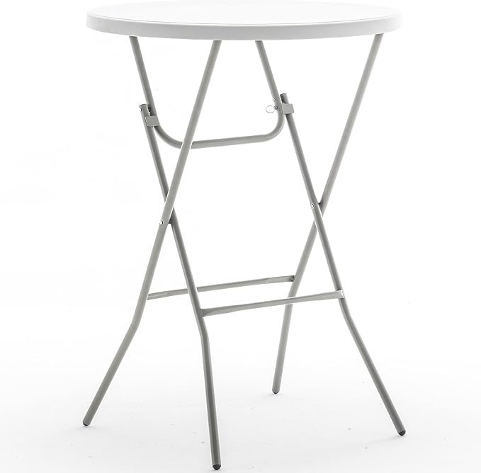 BTEXPERT White 32" Round 43" Bar Height Granite Folding Commercial Portable - Image 6