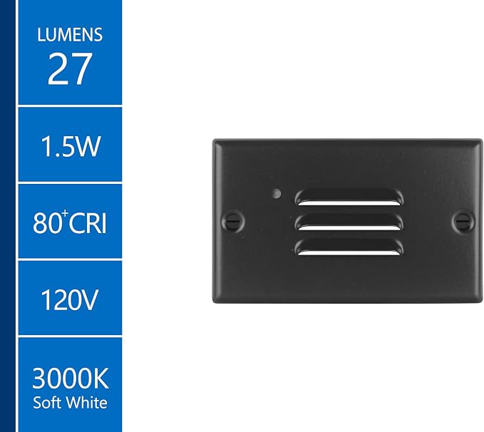 STP2 Horizontal Louvered Black LED Step Light - Image 2