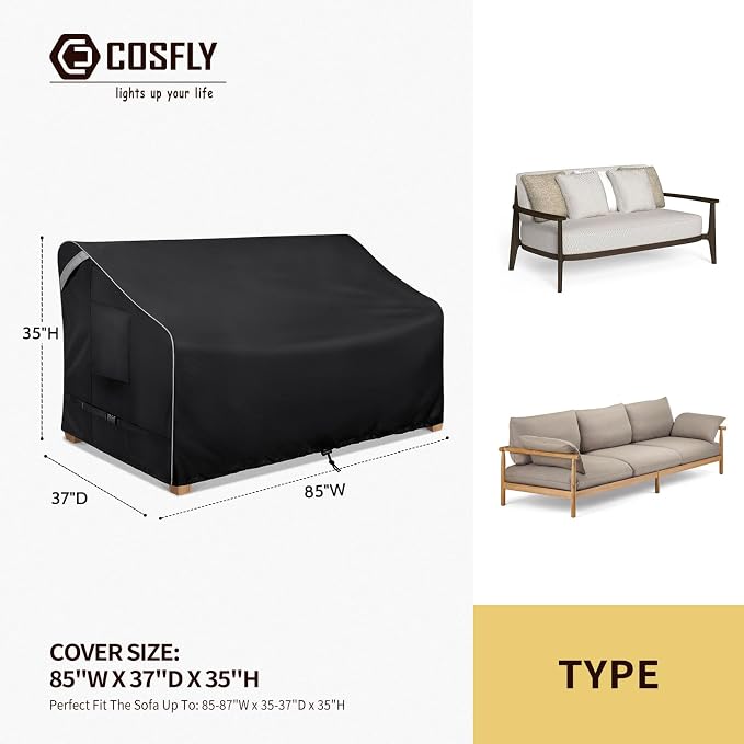 COSFLY Outdoor Patio Sofa Covers Waterproof, Heavy-Duty UV-Resistant Furniture - Image 2