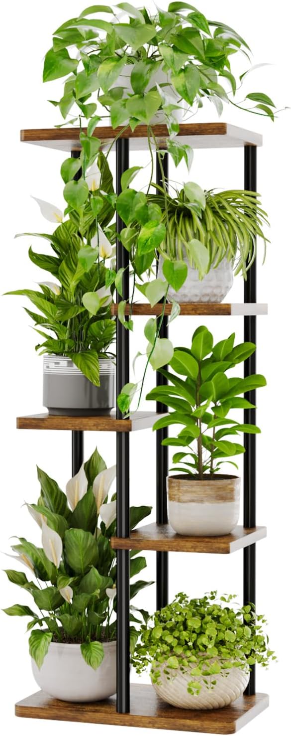 Bamworld Corner Plant Stand Indoor, 5 Tier Metal Plant Shelf by Bamworld