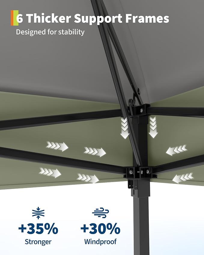 Canopy Tent 12x12 ft, Pop Up Gazebo One-Push Setup - Image 7
