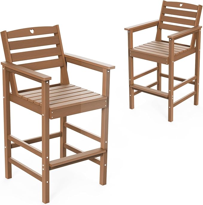 Patio Bar Table, Adirondack Chairs and Table 2 Pieces Set, Bar Height Chairs by Orbcove