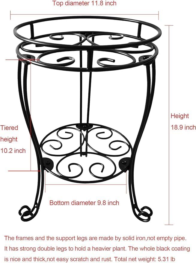 11.8 inches Diameter Tall Metal Plant Stand - Image 4