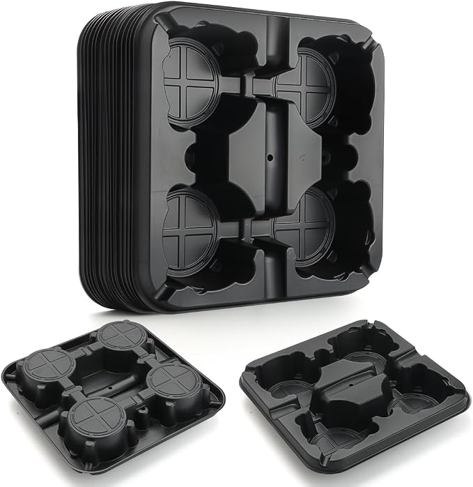 4 Cell Round Nursery Pot Trays for 5-6 Inch Pots, Thickened Sturdy Seedling Pot by RooTrimmer