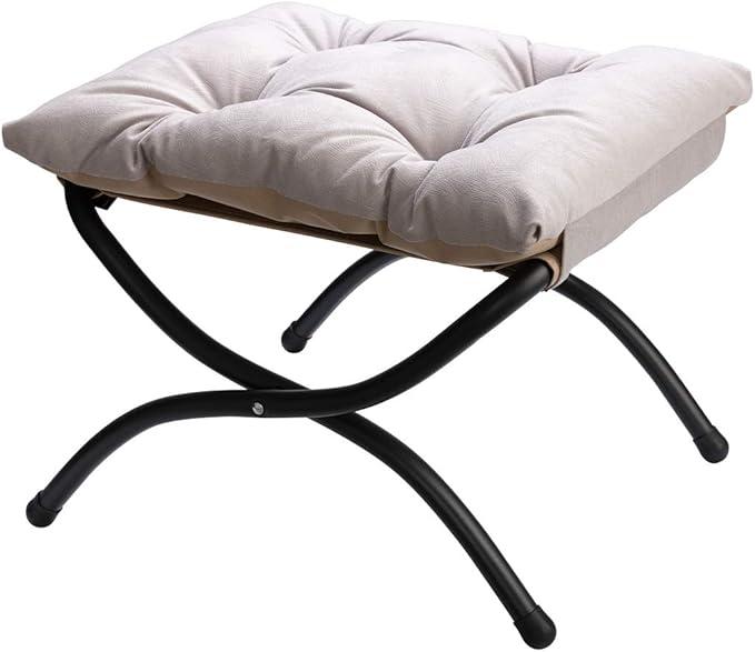 HollyHOME 15" Folding Footrest Stool, Upholstered Small Foldable Ottoman by HollyHOME