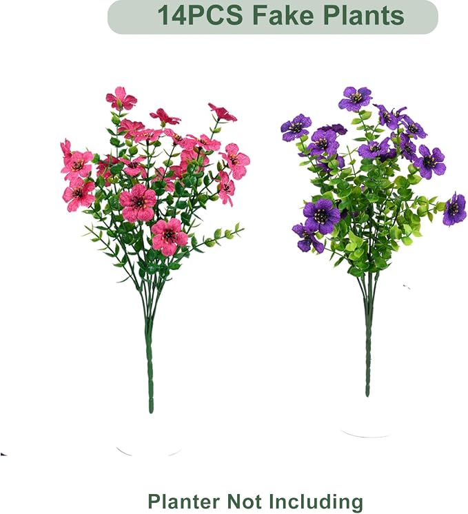 Artificial Flowers for Outdoor, UV Resistant Fake Silk Flowers, Realistic Faux - Image 3