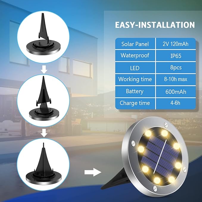 Solar Lights Outdoor Waterproof, 12 Pack Solar Ground Lights - Image 2