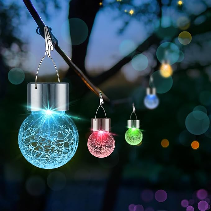 Solar Lights Outdoor Hanging Decorative Globe 24 Pack, Waterproof Solar Lantern - Image 2