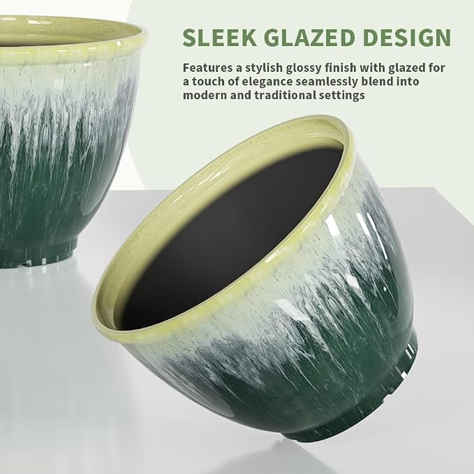 Flower Pots, 8 Inch Plastic Plant Pots - Image 3