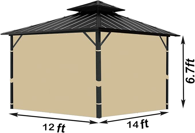 Gazebo Universal Replacement Privacy Curtain, 4-Panels Sidewall - Image 2