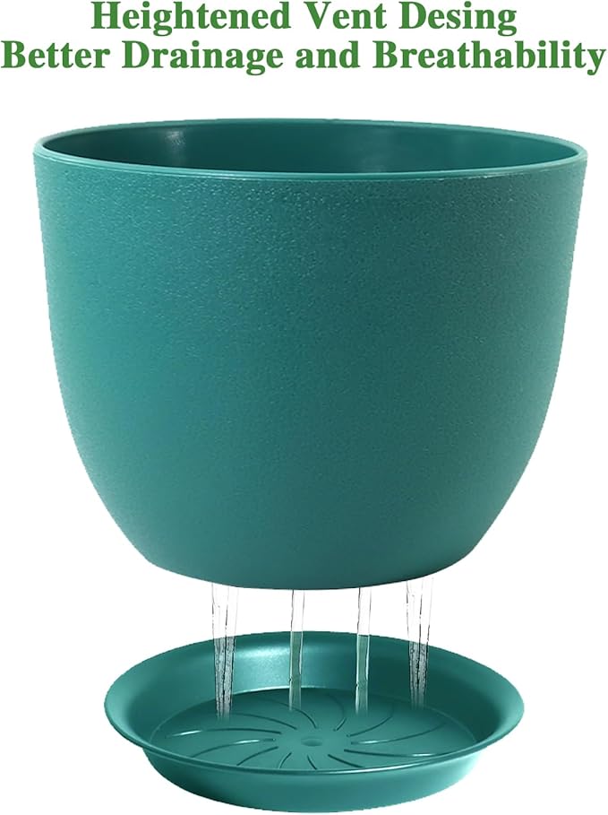 12inch Large Plant Pot, Modern Plastic Planter - Image 3
