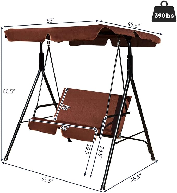 Tangkula 2 Person Porch Swing, Outdoor Swing - Image 5