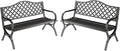 MFSTUDIO Outdoor Metal Bench Set of 2, Cast Iron Frame Patio Furniture by MFSTUDIO