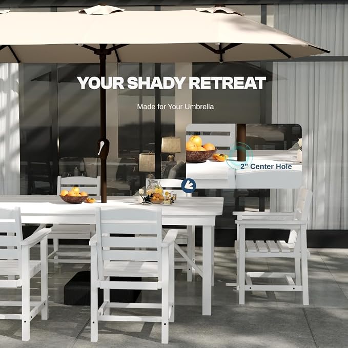 Outdoor HDPE Dining Set 5 Pieces, Patio Table - Image 3