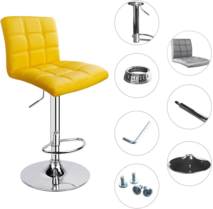 Leopard Modern Square PU Leather Adjustable Bar Stools - Image 3