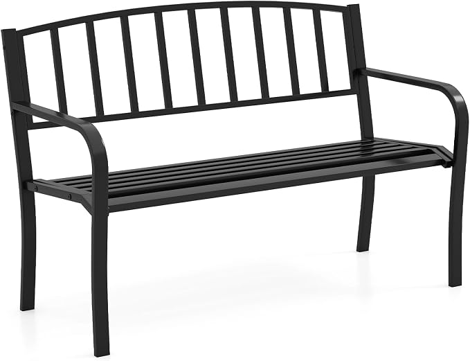 Tangkula Metal Outdoor Park Bench, 50 Inches Patio Garden Bench by TANGKULA