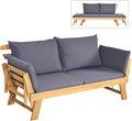 Tangkula Convertible Acacia Wood Patio Couch Sofa Bed by TANGKULA