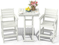 3-Piece Adirondack Bar Table and Chair Set, HDPE All-Weather Bar Height Chairs by NAVINE