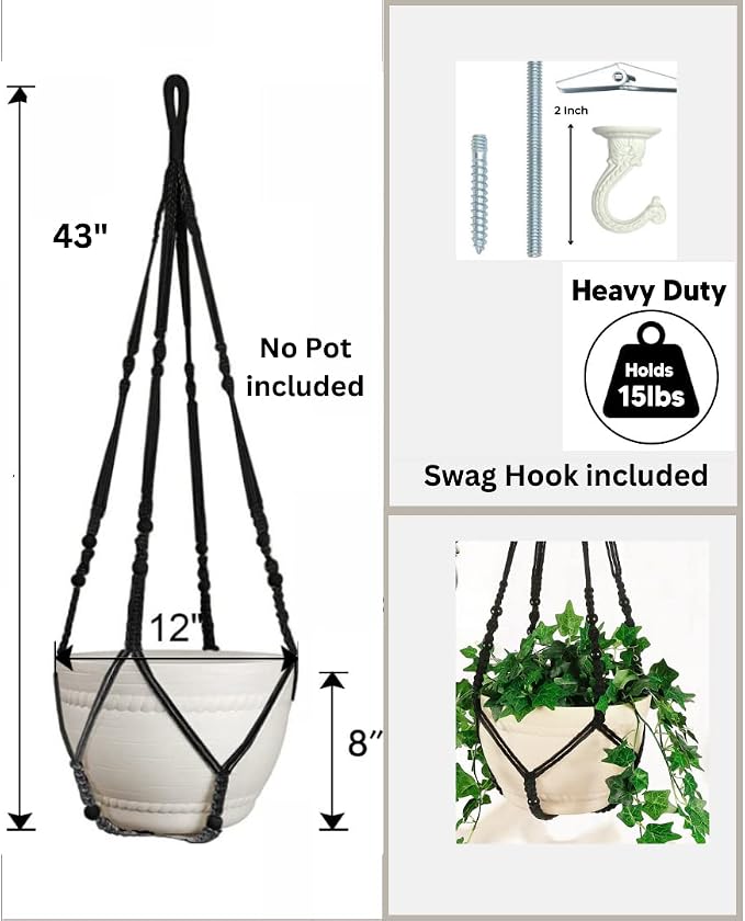 43 Inches Macrame Planter Hanger Large - Image 3
