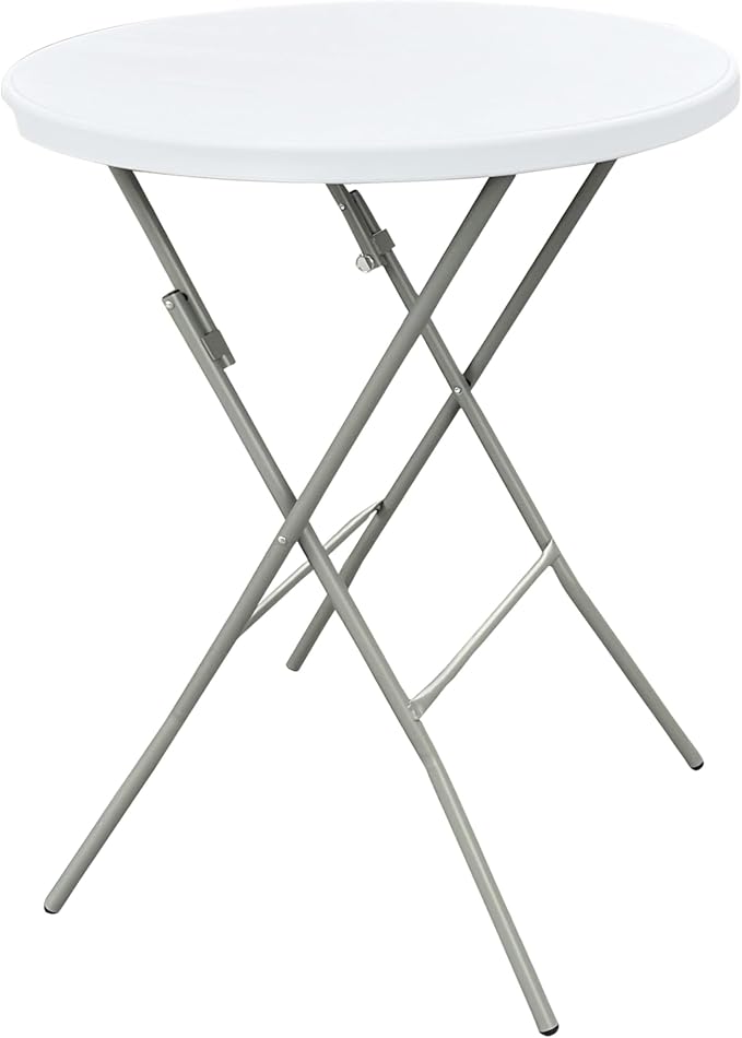 32in Cocktail Table, no Assembly Required, High Top Bistro Round Plastic by Go-TrioOutdoorFurniture