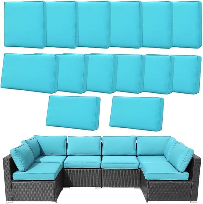 14Pcs Outdoor Cushion Covers Replacement Washable w/Zipper by Frxeyaliz