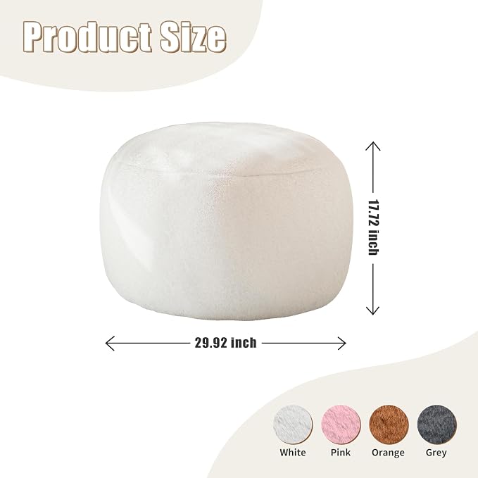 Round Pouf Ottoman Foot Rest, 29 X 18Inch Floor Poufs Footstool, A Round Modern - Image 2