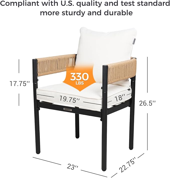 Grand patio Outdoor Dining Set, 7-Piece Patio Table and Chairs Set, Metal Woven - Image 5
