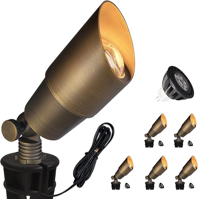 COLOER Brass Landscape Spotlights, 6 Pack Spot Lights Outdoor by COLOER
