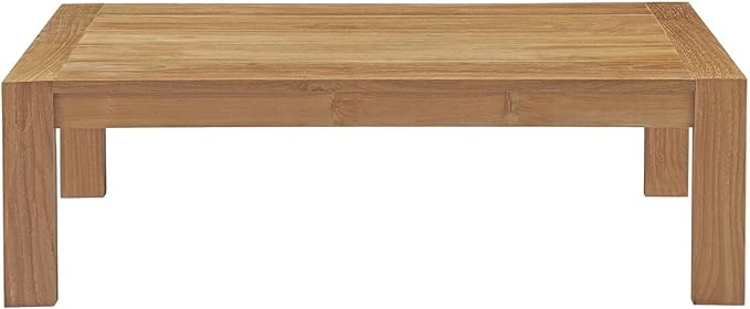 Modway Upland Teak Wood Outdoor Patio Coffee Table in Natural - Image 4