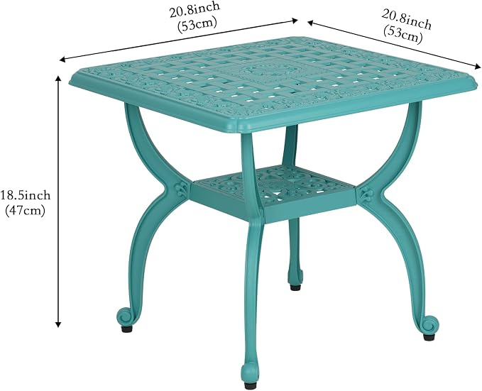 JARDIN DE CENTENNIAL Cast Aluminum Outdoor Side Table, Anti-Rust Outdoor End - Image 3