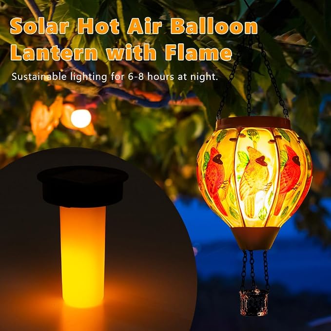 2 PCS Cardinal Hot Air Balloon Solar Lantern - Image 4